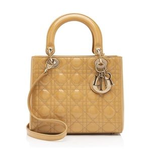 CHRISTIAN DIOR 
Dior Patent Leather Lady Dior Medium Tote